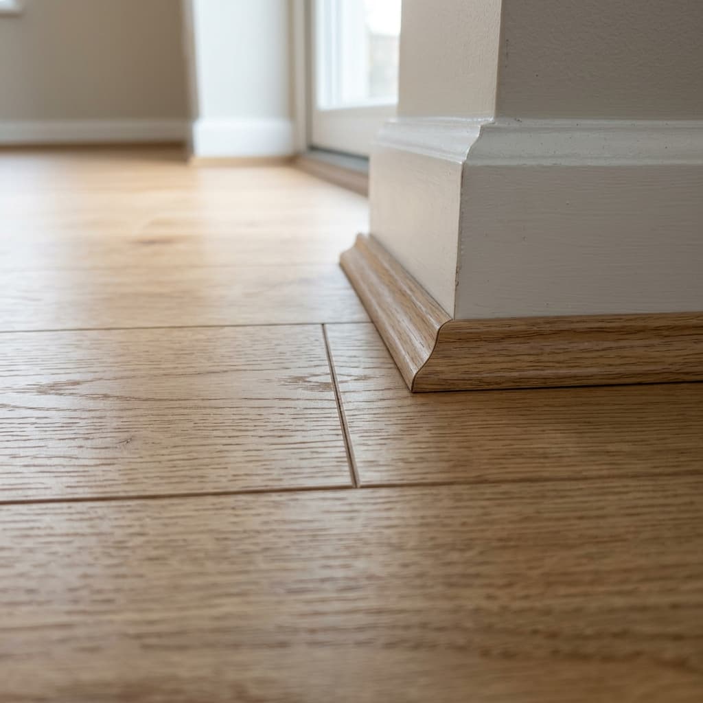 Precision laminate flooring edge detail